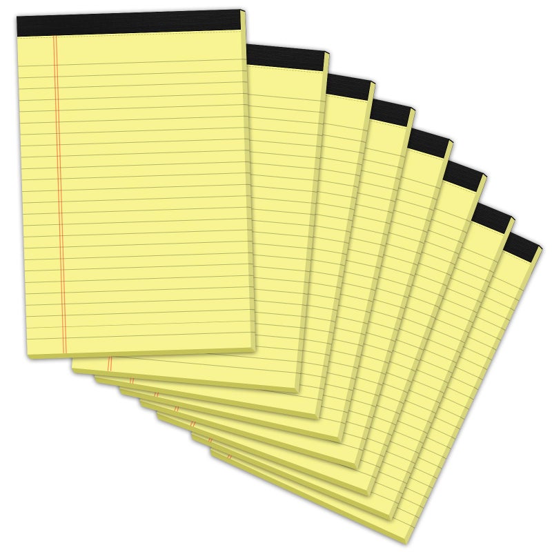 PINJINGPRO 8 Pack Yellow Legal Pads 5x8 Small Note Pads 240 Sheets Perforated Yellow Pads Paper Narrow Ruled Writing Pad 80gsm Premium Thick Paper College Ruled Legal Notepads for Students  Office  Business - Image 1